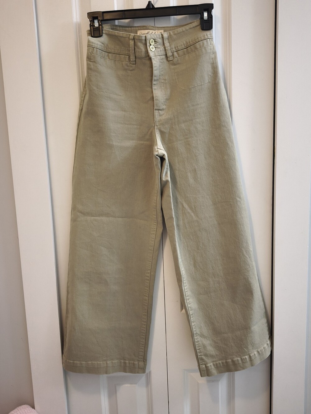 High-Rise Wide Leg Pants in Light Olive
